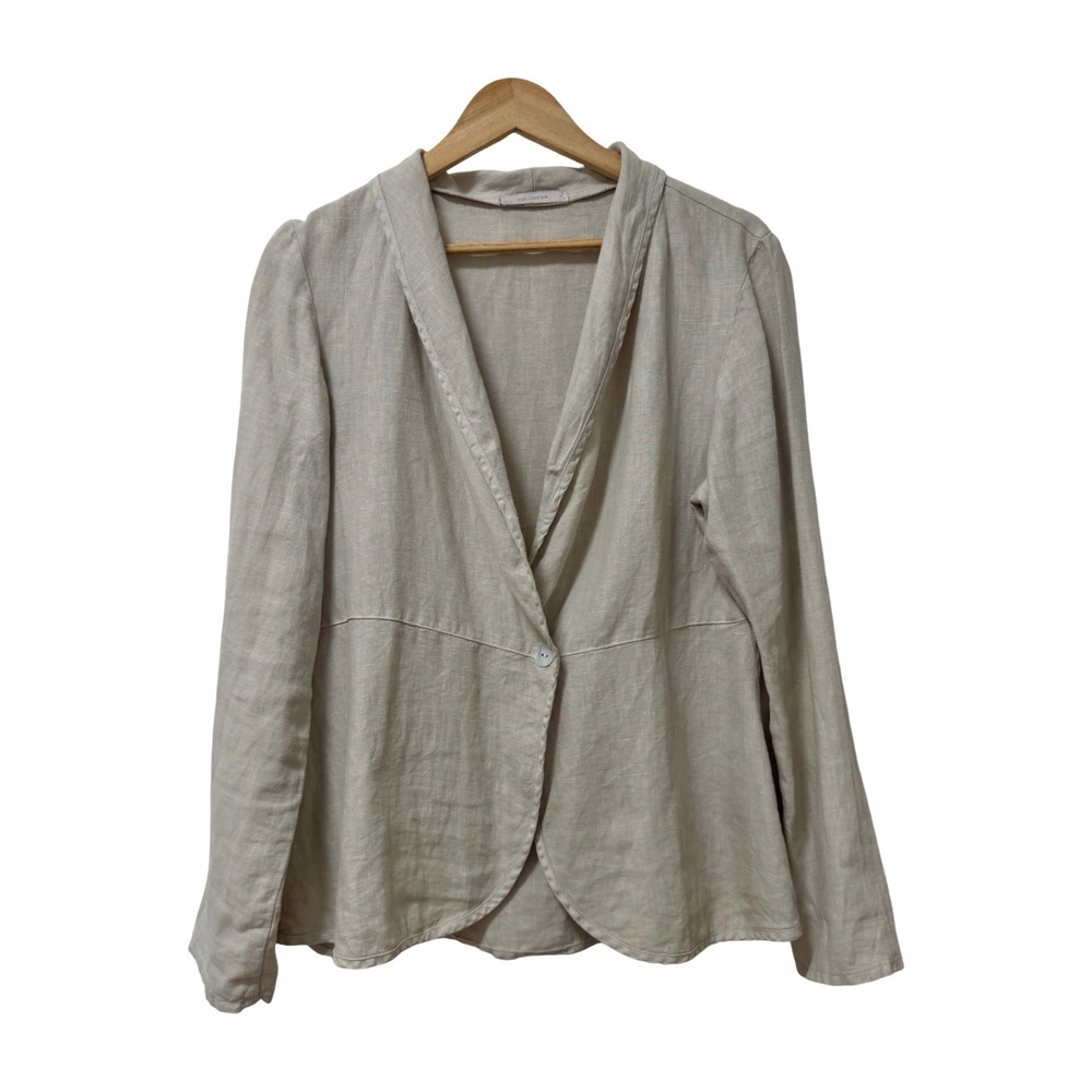 Cut‎ Loose Womens Linen Single Button Blazer Size L Neutral Lagenlook Coastal